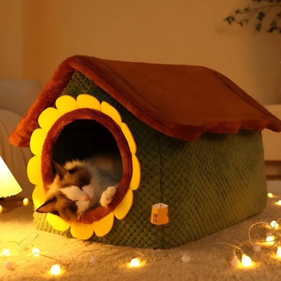 Gemütliches Katzenplüsch Zelt Bett