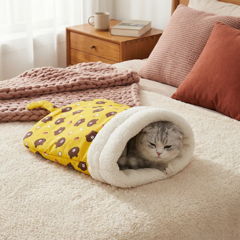 Gemütliches Katzen Schlafsack Kuschelbett