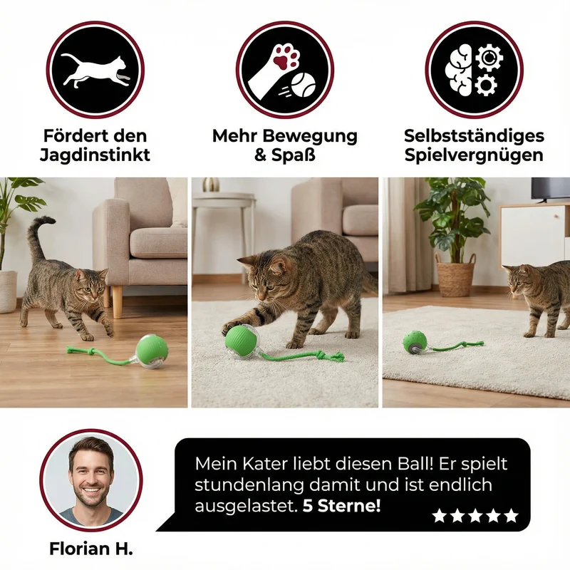 Interaktiver Spielball mit Schwanz für Katzen