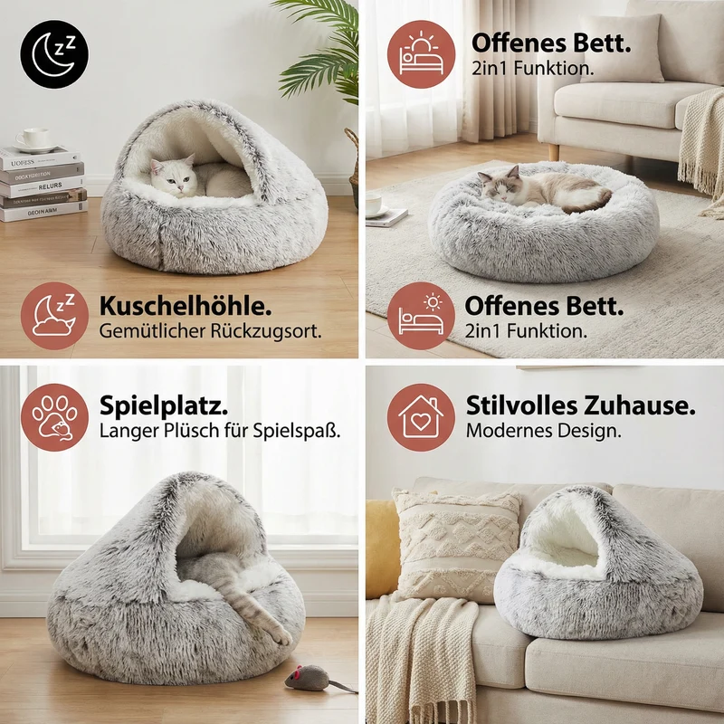 2in1 Katzen Kuschelhöhle