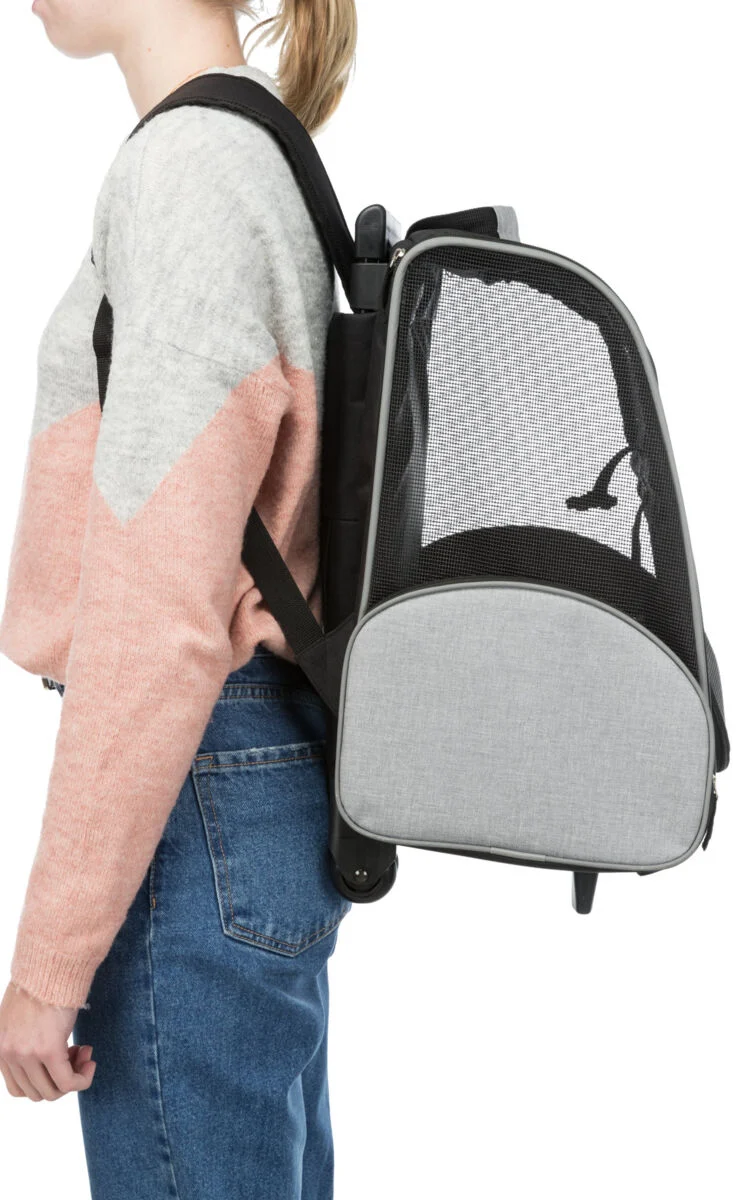 2in1 Rucksack-Trolley für Hunde und Katzen aus Meshmaterial mit Außentaschen