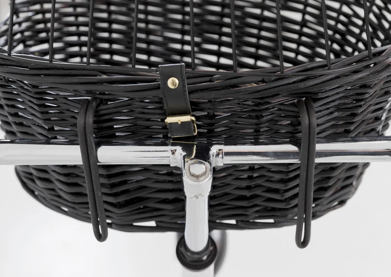 Hundefahrradkorb aus Weide zum Einhängen am Lenker, schwarz