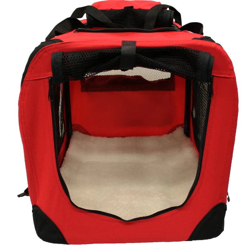 Mool Lightweight Fabric Pet Carrier Crate With Fleece Mat And Food Bag