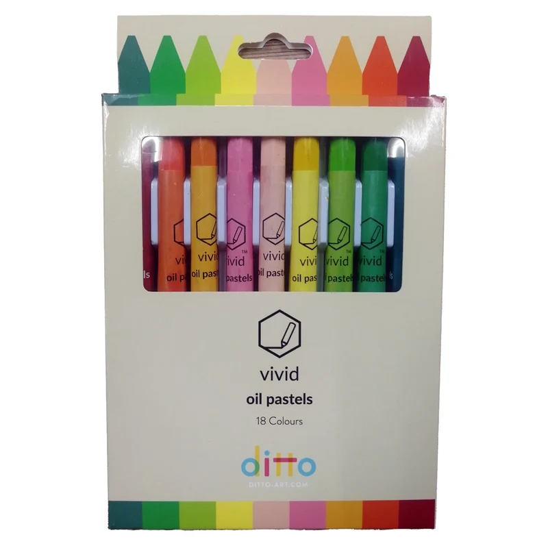Ditto Vivid Oil Pastels: Jumbo 18 Colours