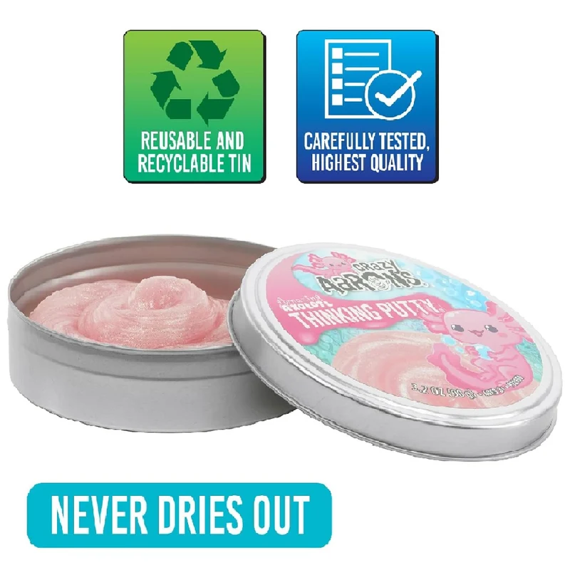 Crazy Aaron Amazing Axolotl - Full Size 4" Thinking Putty Tin (AX020)