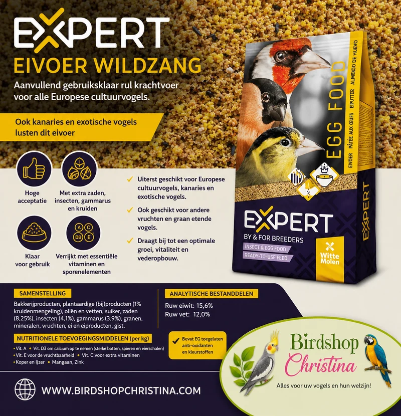 EXPERT Wildvogel-Eierfutter – 500 Gramm – 15.6 % Protein, Insekten, Gammarus – Witte Molen