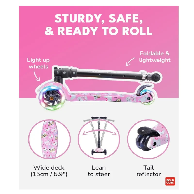 BoldCube 3 Wheel Scooter Big Fold Kitty Love