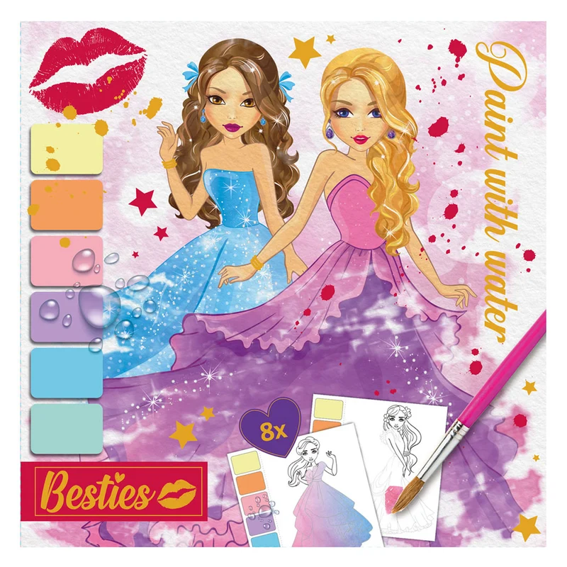 Besties Paint With Water 8 Sheets & Brush