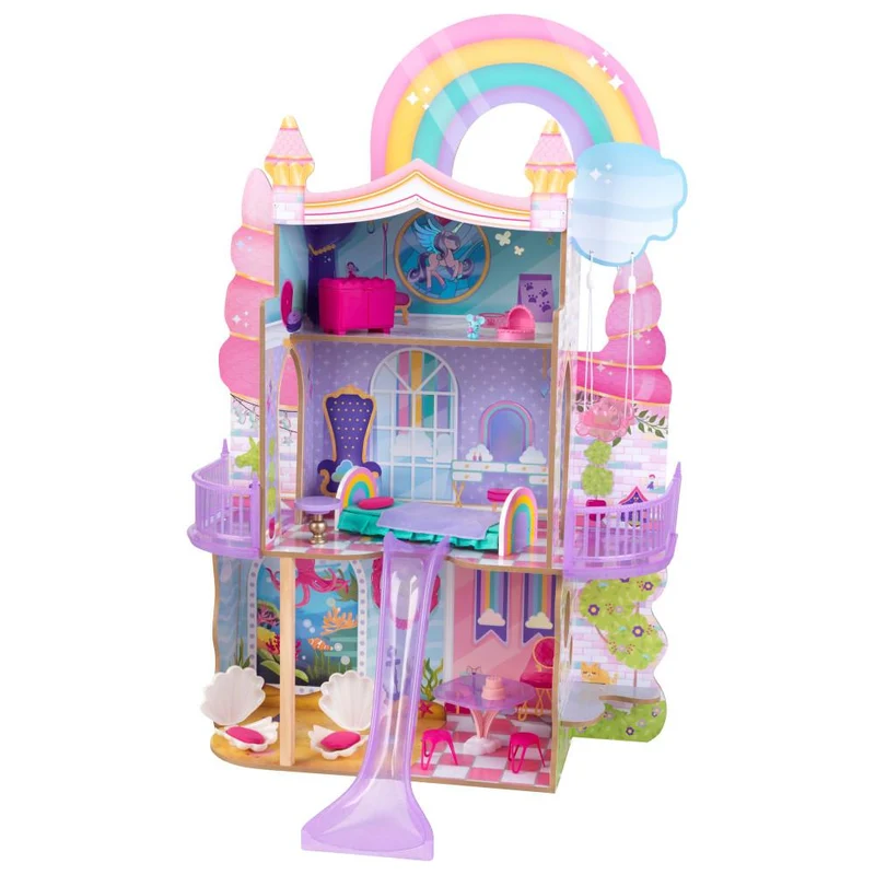 Kidkraft Rainbow Dreamers Unicorn Mermaid Dollhouse with EZ Kraft Assembly™