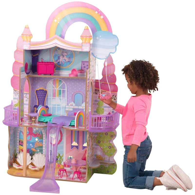 Kidkraft Rainbow Dreamers Unicorn Mermaid Dollhouse with EZ Kraft Assembly™