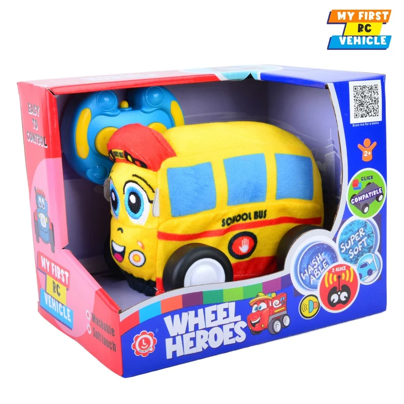 Qilun Toys School Bus Plush Car for Kids 2.4G R/C