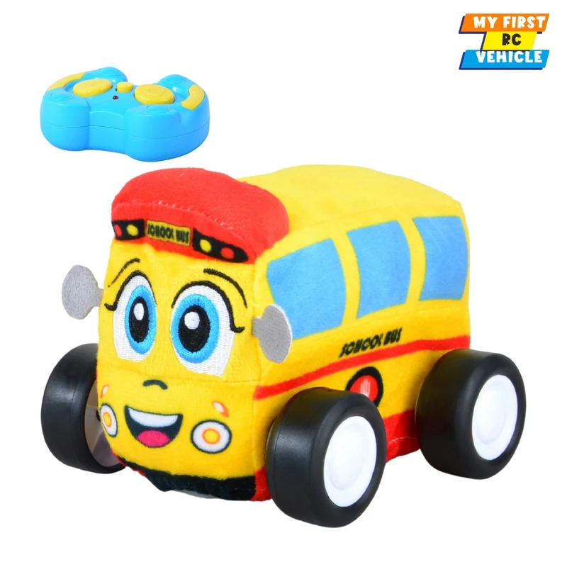Qilun Toys School Bus Plush Car for Kids 2.4G R/C