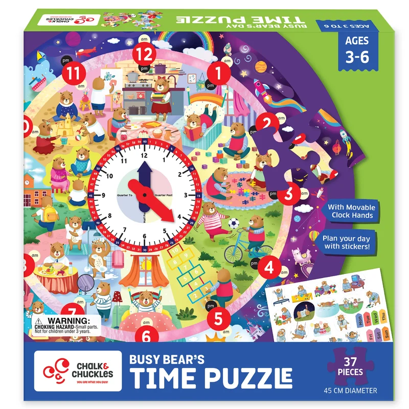 Chalk N Chukles Busy Bear's Day-Tell the Time Puzzle