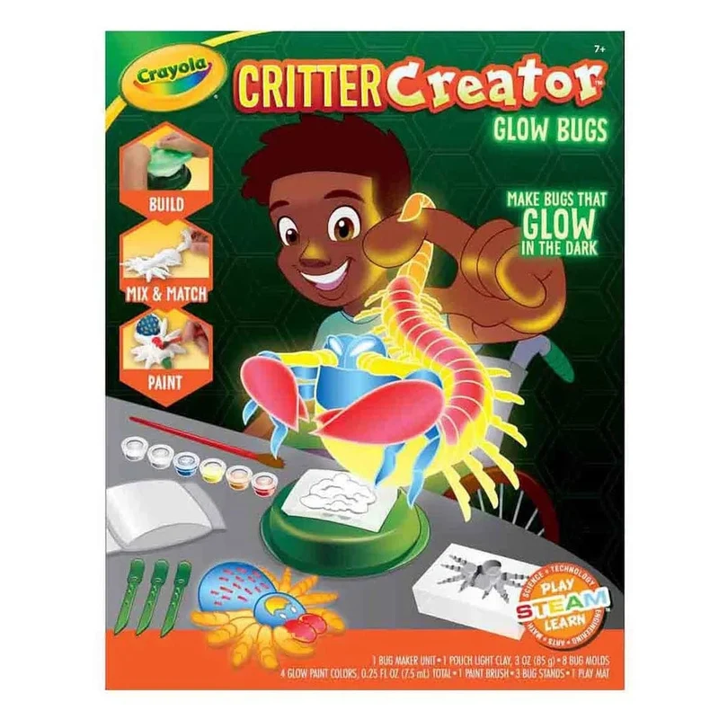 Crayola - Critter Creator Glow in The Dark Clay Art Kit W/ Paint