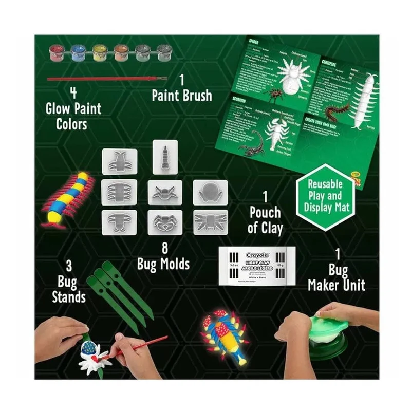 Crayola - Critter Creator Glow in The Dark Clay Art Kit W/ Paint