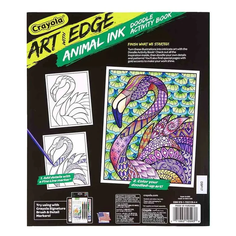 Crayola - Animal Ink Doodle Activity Book Art With Edge