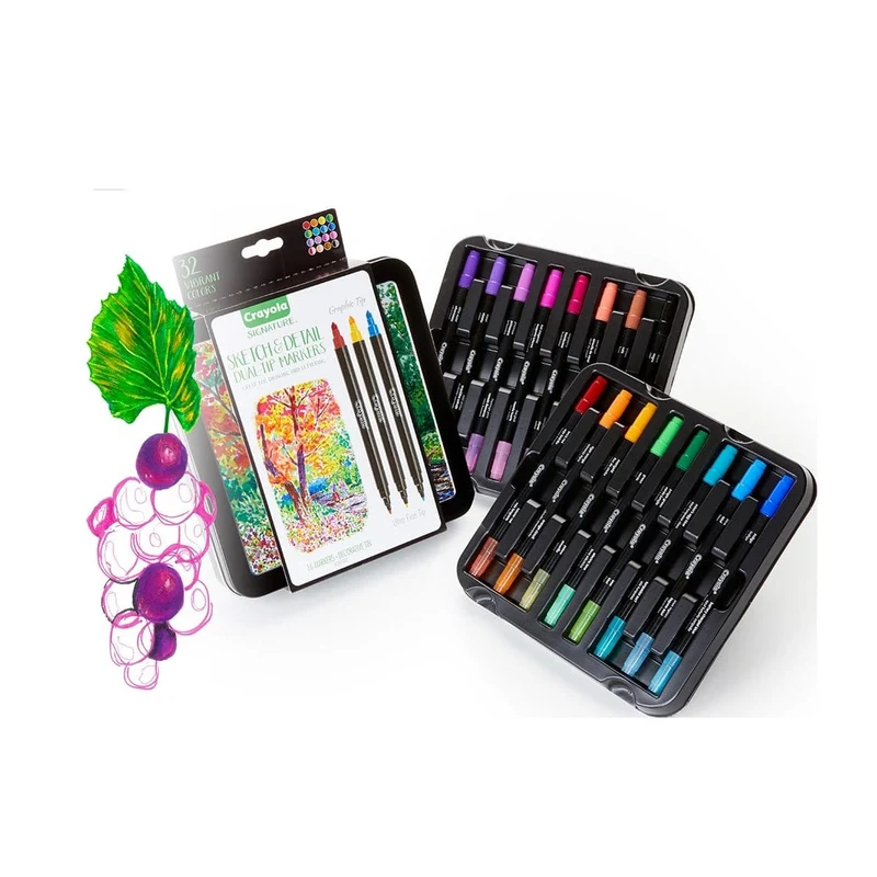 Crayola - Signature Sketch & Detail Dual Ended Markers, 16 Count
