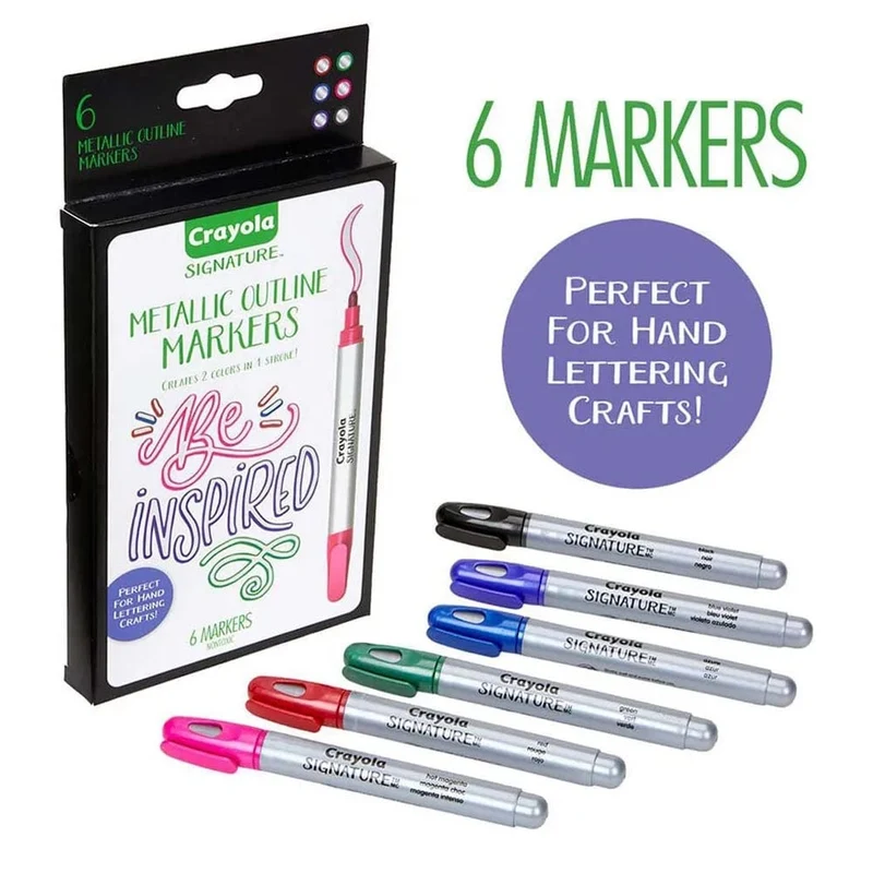 Crayola - Signature Metallic Outline Paint Markers - 6pcs