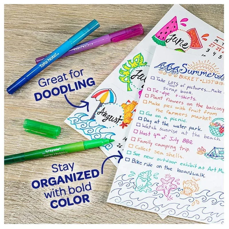 Crayola - Take Note! Write & Highlight Pens, Pack of 6