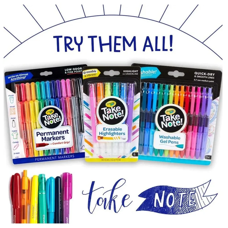 Crayola - Take Note! Write & Highlight Pens, Pack of 6