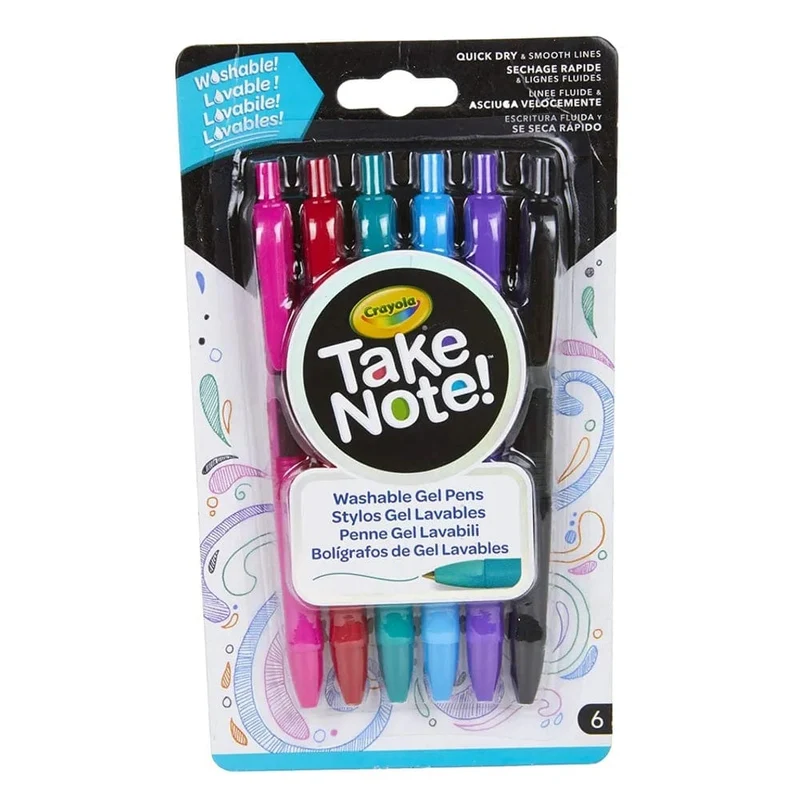 Crayola - Take Note! Washable Gel Pens, Pack of 6