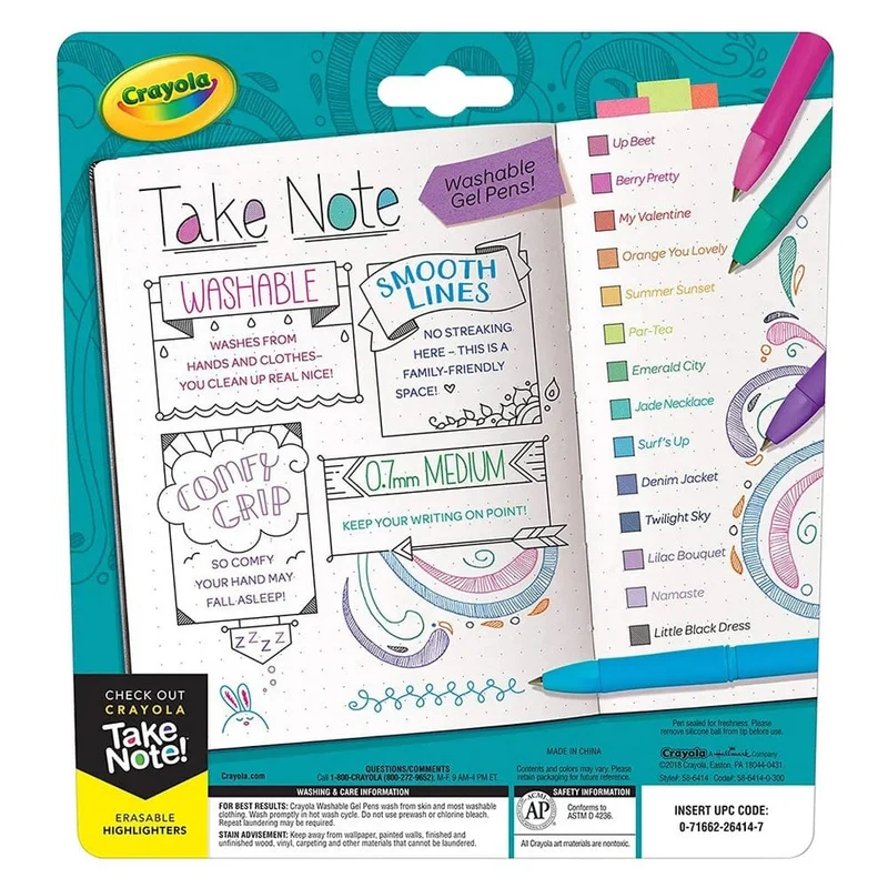 Crayola - Take Note! Washable Gel Pens, Pack of 14