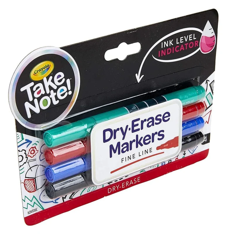 Crayola - Low Odor Dry Erase Markers, Fine Tip, Pack of 4