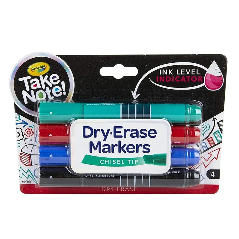 Crayola - Take Note Colored Dry Erase Markers, Pack of 4