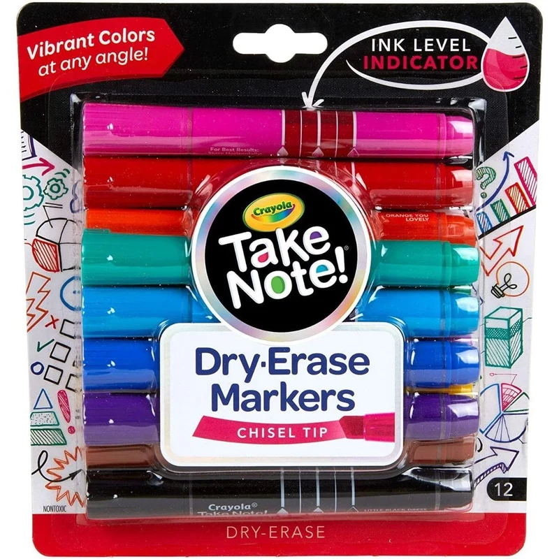 Crayola - Take Note Colored Dry Erase Markers - 12 Count