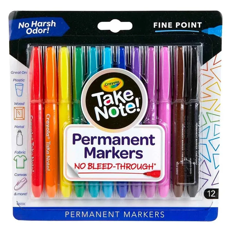 Crayola - Water Based Permanent Markers - 12pcs