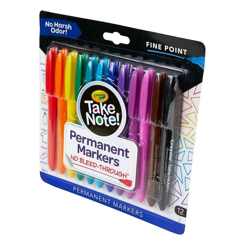 Crayola - Water Based Permanent Markers - 12pcs