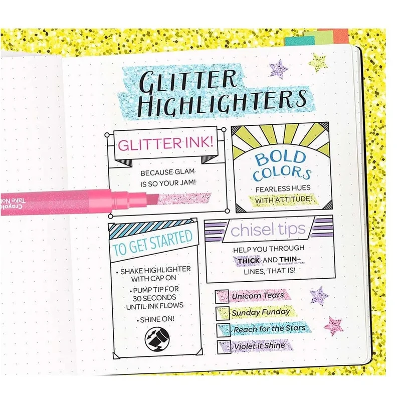 Crayola - Take Note Glitter Highlighters - 4pcs