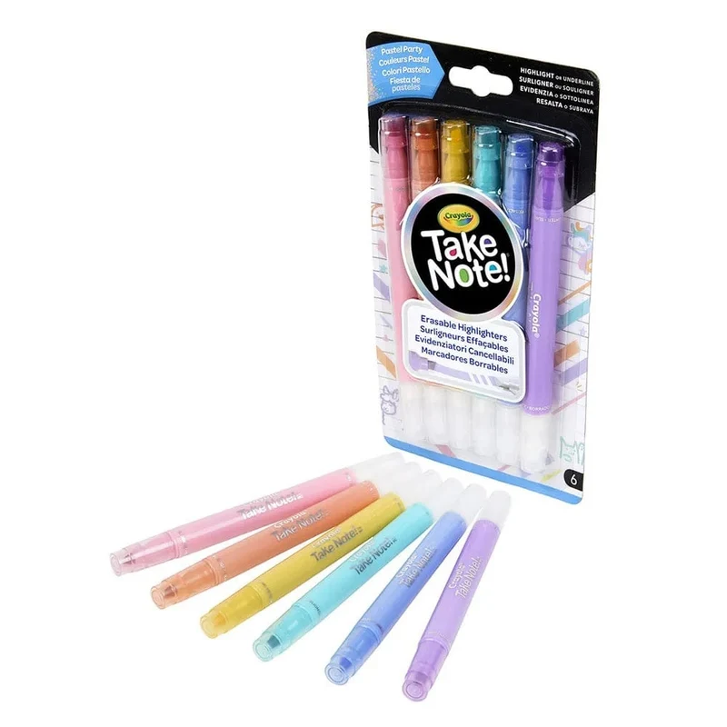 Crayola - Take Note! Erasable Highlighters 6pcs - Pastel Party