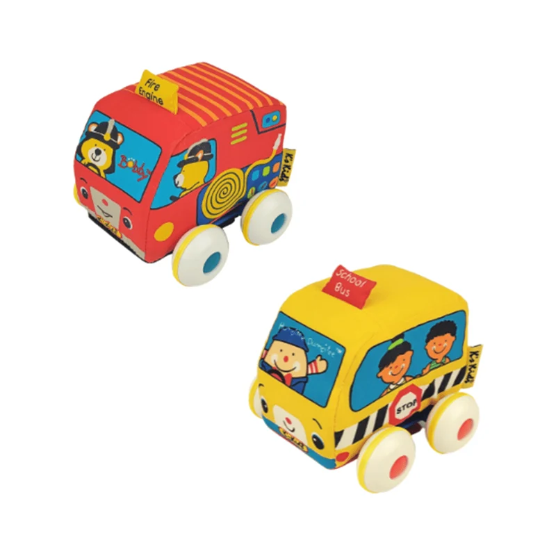K’s Kids Pull Back Autos - School Bus + Fire Engine