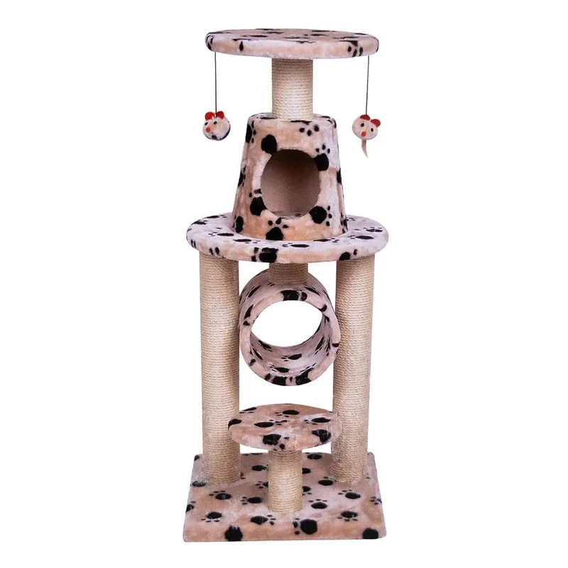 Fauna Bonalti Cat Play Tower with Paw Print - Beige