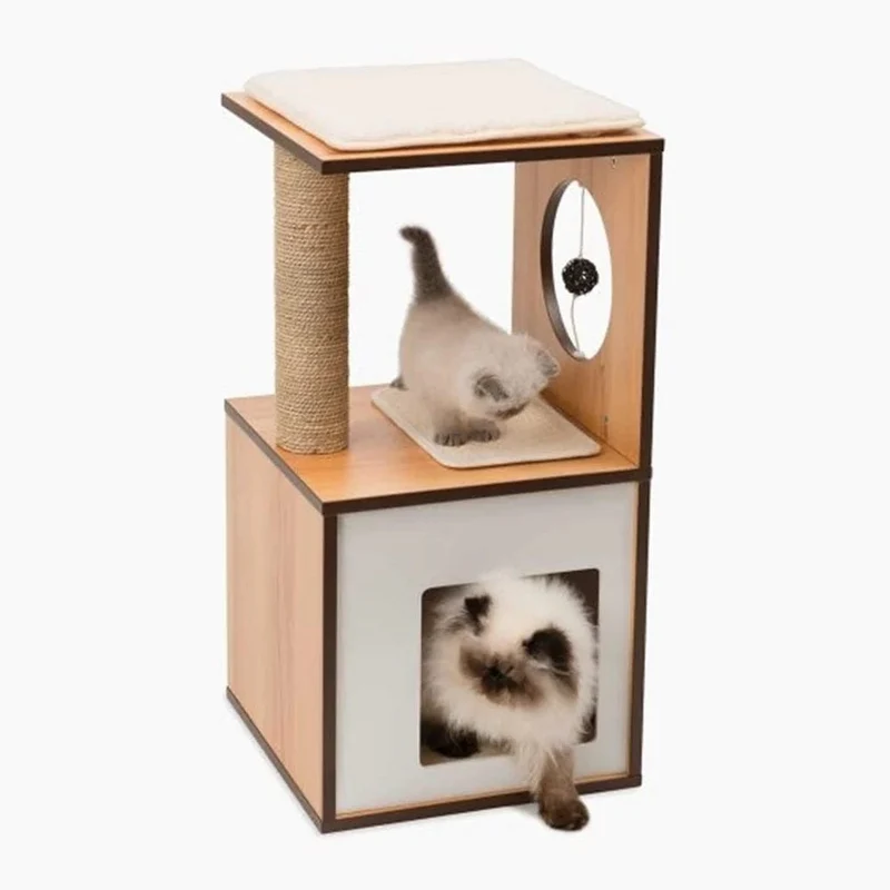 Catit Premium Cat Furniture V-Box Large - Walnut