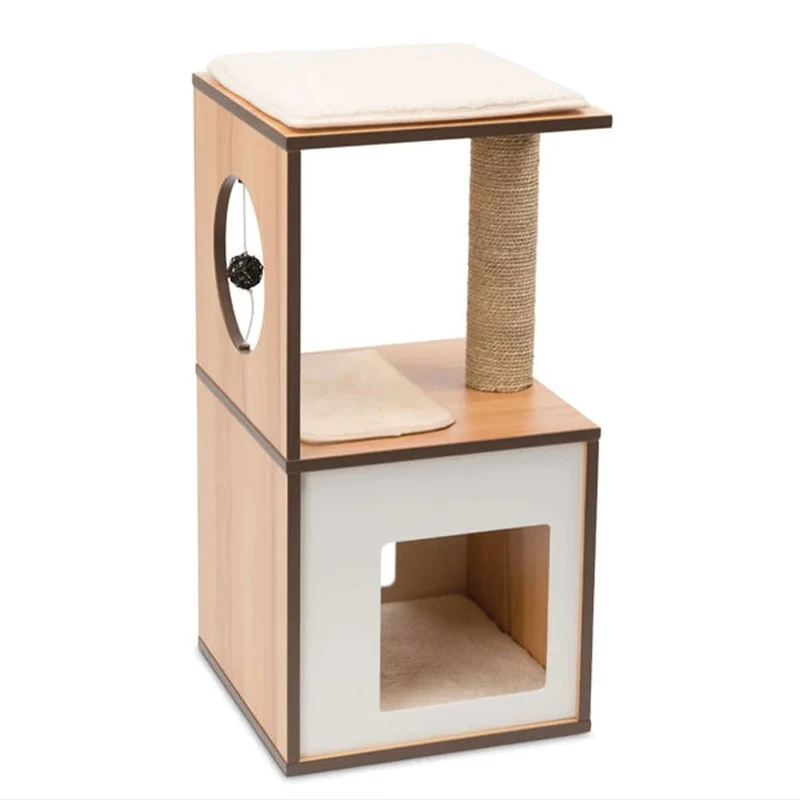 Catit Premium Cat Furniture V-Box Small - Walnut