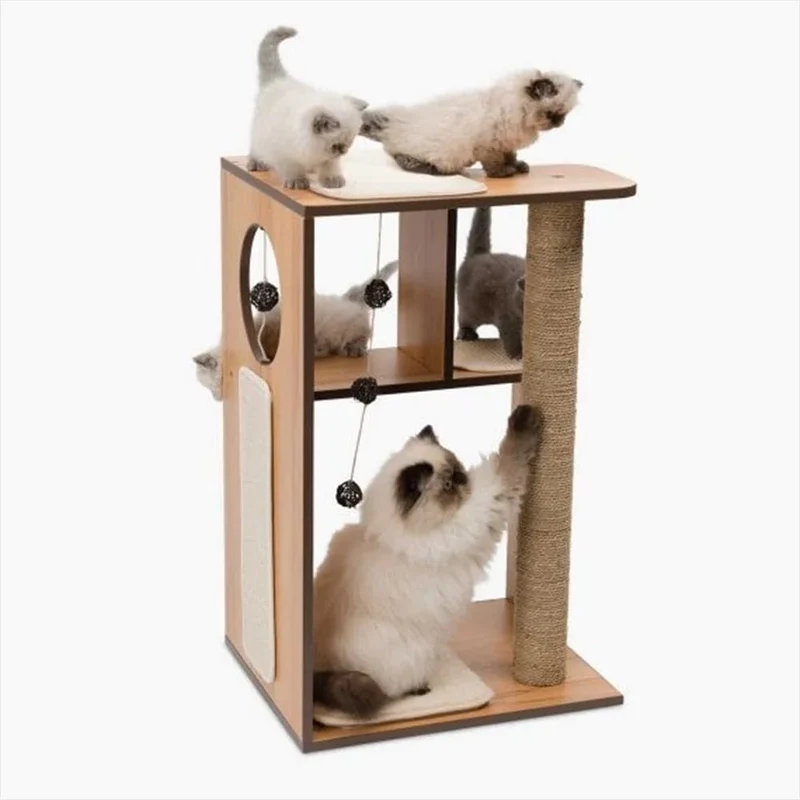 Catit Premium Cat Furniture V-Box Small - Walnut