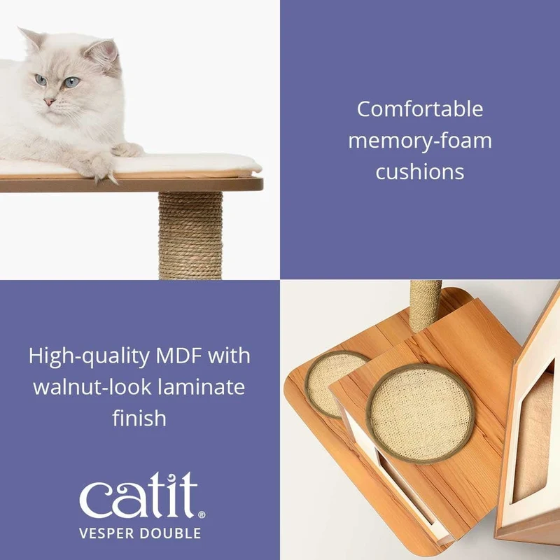 Catit Premium Cat Furniture V-Double - Walnut