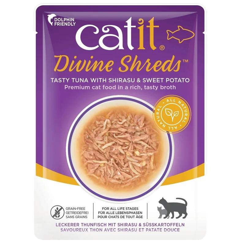 Catit Divine Shreds, Tuna with Shirasu & Sweet Potato 75g