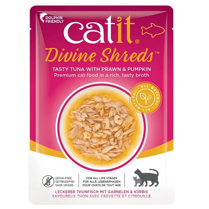 Catit Divine Shreds, Tuna with Prawns & Pumpkin 75g
