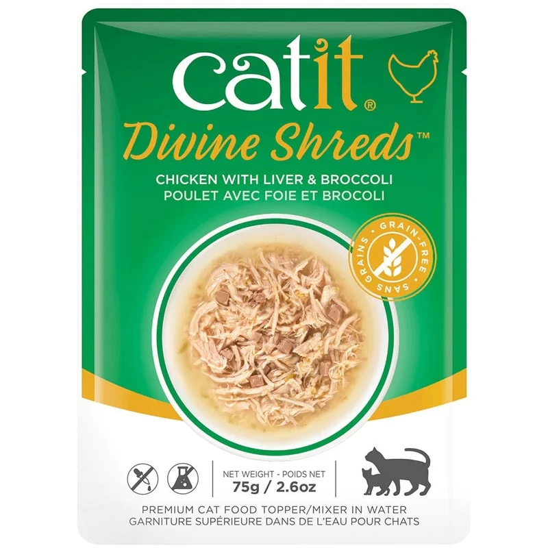 Catit Divine Shreds, Chicken with Liver & Broccoli 75g