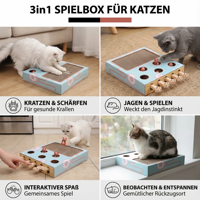 3in1 Spielbox für Katzen