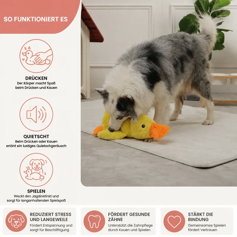 Anti-Stress Ente - Kuscheltier für Hunde