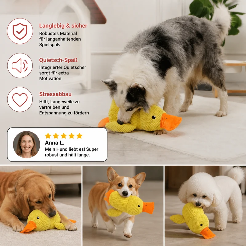 Anti-Stress Ente - Kuscheltier für Hunde