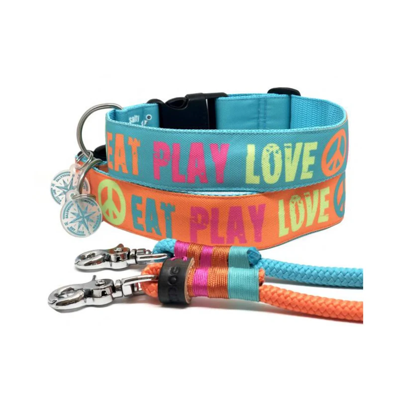 Hundehalsband „Eat Play Love“, Orange