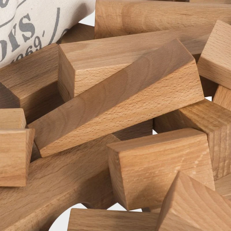 Holzbausteine natur XL im Baumwollsack - 50 Stück