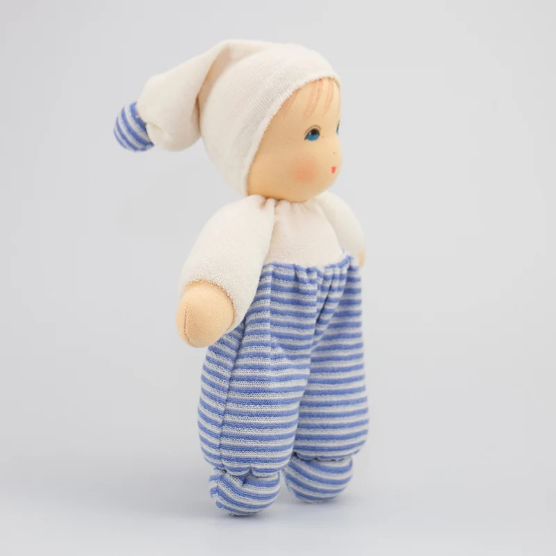 Nanchen Puppe Möpschen blau gestreift - 26 cm