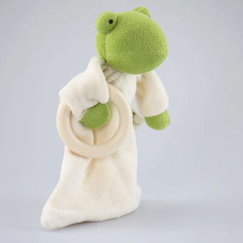 Schmusetuch Frosch mit Holzring