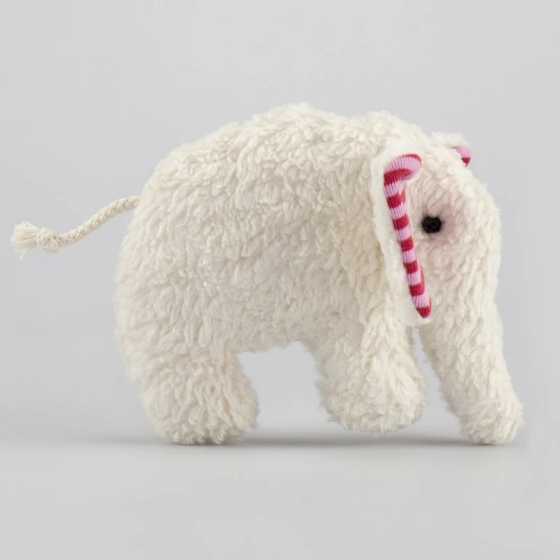 Greifling Elefant natur-rot - mit Rassel / mit Schafwollfüllung / mit Kirschkernfüllung